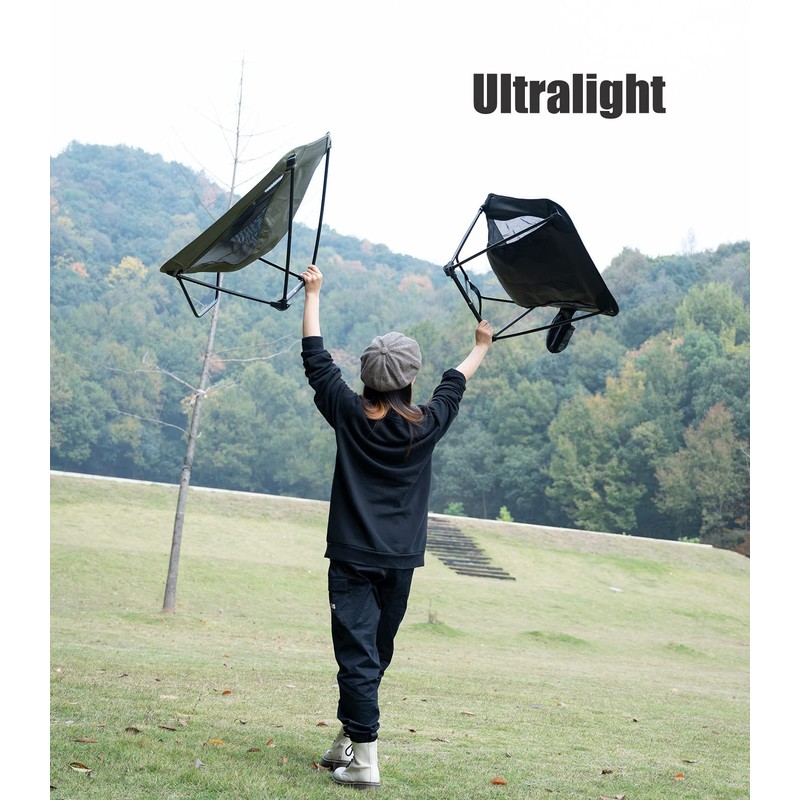 iClimb Low Ultralight Compact Camping Folding Chair with Side Pocket