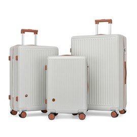 Hulsin 3 PCS Suitcase Sets, Luggage Sets with Spinner Wheels,Hard Case Luggages,Rolling Luggages with TSA Lock for Travel (Silvery, 3PCS Set)