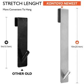 Kontoyo Shower Door Hooks(10 Inch),Extended Over Door Hooks for Bathroom Frameless Glass Shower Door,Stainless Steel Towel Hooks,Heavy Duty Rack Hooks for Robe,Towel-3 Pack-Silver
