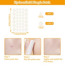 Blackhead Remover Comedone Squeezer Set, 8 Pieces Pimple Extractor Tool with 36 Pieces Pimple Patch, Stainless Steel Tweezers Blackhead Remover for Nose Face Care