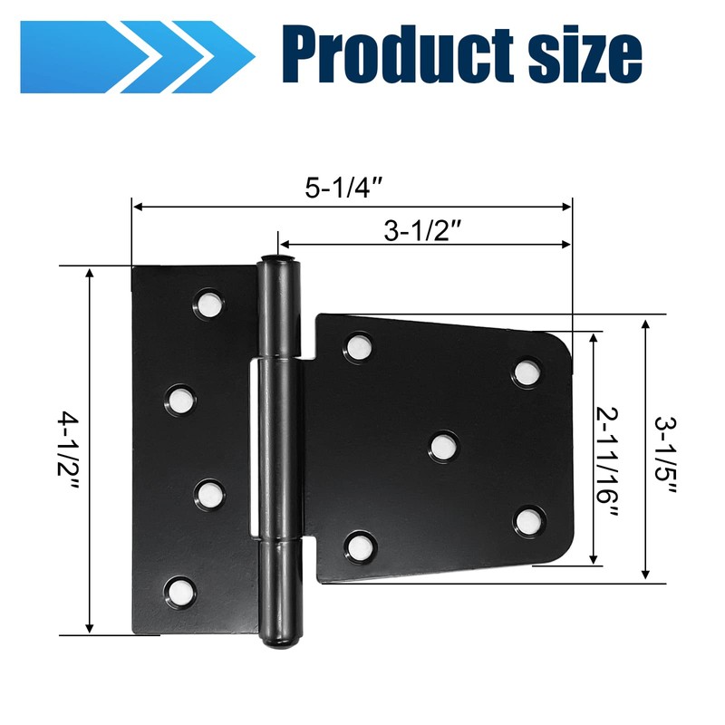 Heavy Duty Gate Hinges 6 Pack, Black Iron 3.5 Inch
