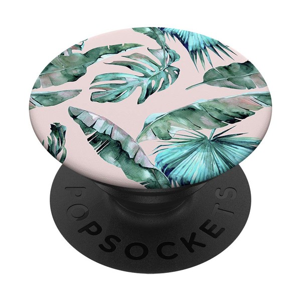 Tropical Palm Monstera Banana Leaves Teal by Nature Magick PopSockets