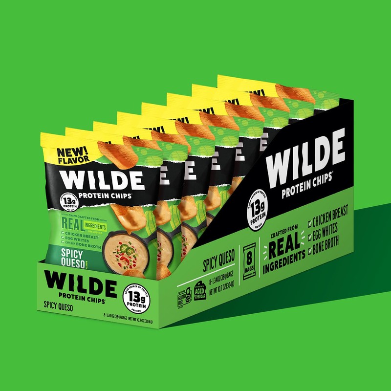 WILDE Protein Chips Spicy Queso, Thin and Crispy High Protein