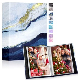 Lanpn Photo Album 10 x 15 cm 50 2 Packs Small Mini Leather Hardcover Slip-in Album for Portrait Photos Pictures Navy