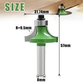 NICAVKIT Rounding Cutter 8 mm Shank, Radius 9.5 mm, Carbide Round Cutter for Router with Ball Bearings, Rounding Cutter for Woodworking, Edge Cutter Radius Cutter