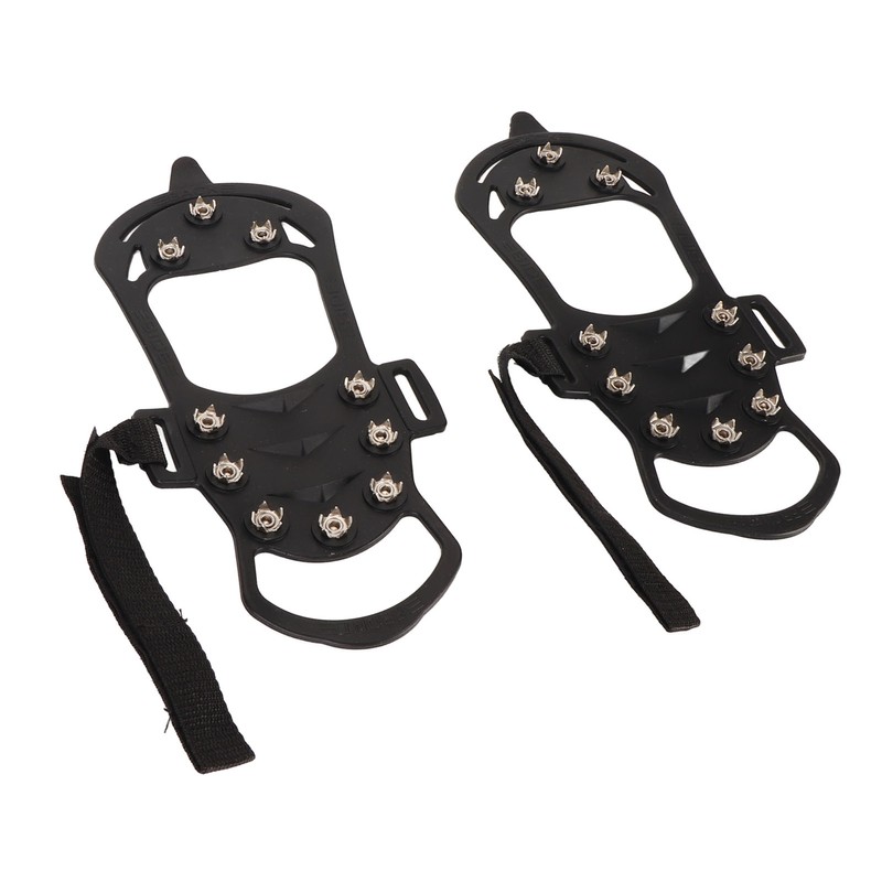 1pair Ice Cleats 10 Teeth Rubber Stainless Steel Foldable Anti