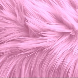 FabricLA Shaggy Faux Fur Square - 20" X 20" Inches Pre-Cut - Use Fake Fur Fabric for DIY, Craft Fur Decoration, Fashion Accessory, Gnome, Hobby - Baby Pink