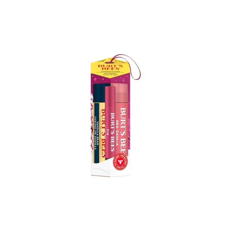 BURTS BEES Mistletoe Kiss - Kit de regalo navideño rojo,