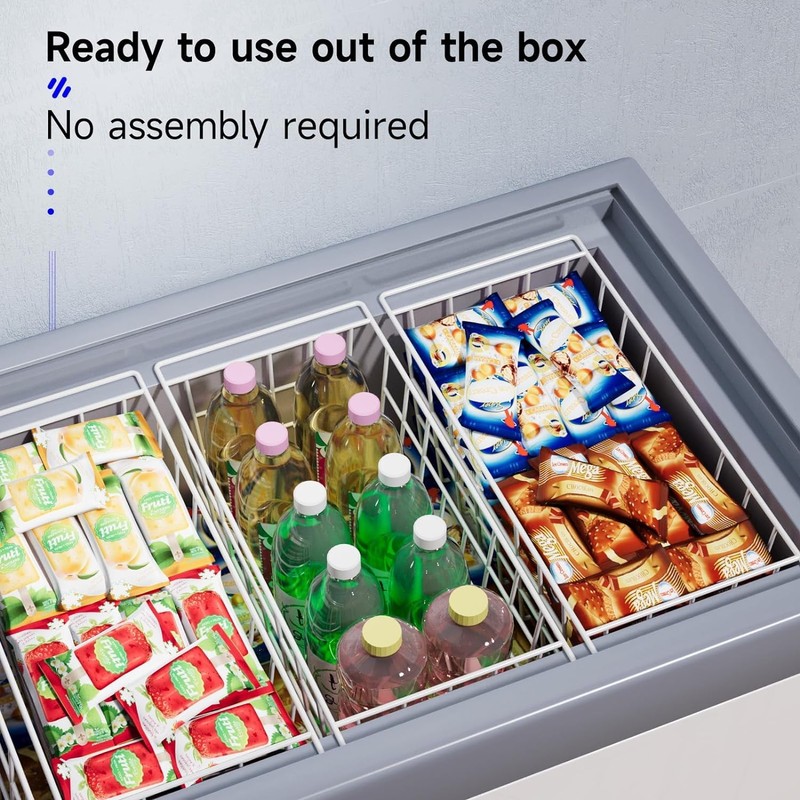 Slideep Chest Freezer Organizer Bins 16.5 Inch, Deep Upright Freezer