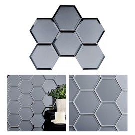 Tenedos HTC288 Obsidian Prism Hexagon Glass Mosaic Tile