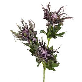 Qingriver 6 Sets Artificial Eryngium Foetidum Flowers Plants Thistle Spray Eryngoes Sea Holly for Home Wedding Decor (Purple)