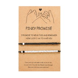 UNGENT THEM Pinky Promise Matching Couples Bracelets Distance Relationship His Cute Valentines Christmas Birthday Gifts for Him Her Boyfriend Girlfriend Bf Gf Men Women | UNGENT THEM