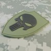 Skull Shield Morale Tactical PVC Patch (Blackout Subdued) (Olive Drab)