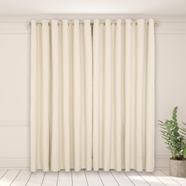 OHS Woven Texture Blackout Beige Curtains for Living Room Bedroom, Blackout Curtains Decorative Summer Winter Curtains Soft Modern Insulated Curtain Set, 46x72”