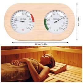 Sauna Thermometer Hygrometer Wooden Sauna Indoor Thermometer Hygrometer, Temperature 0-120℃, Humidity 0-100%, sauna thermometer bath thermometer wall mounted dial meter sauna room accessories for