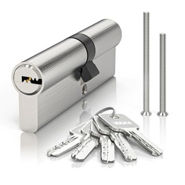 MANICAF Lock Cylinder 40/50 Cylinder Lock with 5 Keys, Profile Cylinder, Door Cylinder Lockable on Both Sides, Euro Copper Cylinder Lock