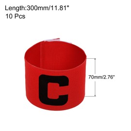 PATIKIL 11.8 x 2.8 Inch Football Captain Bracelet Pack of 10 Nylon Elastic Bracelet Badge Red