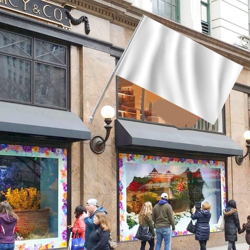 Pack of 2 Blank Flags Plain Pure White Banner 150