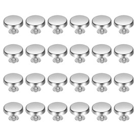 sourcing map 24 Pcs Flat Head Button Stud 15mm Screw Back Rivets Stud Set Round Purse Feet Metal Studs Rivet Nailhead Buckle Button Rivet for DIY Leather Crafts Belt Strap, Silver