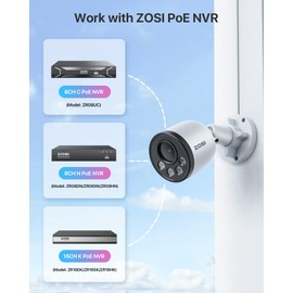 ZOSI 4MP Add-on PoE Security Camera,Indoor Outdoor,100ft Night Vision,Person Vehicle Detection,One-Way Audio,Metal Housing,Only Work with Same Brand 5MP 4K Network Video Recorder NVR Systems