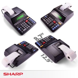 Sharp 12-Digit Print Calculator Desktop Size Adding Machine, Perfect for Everyday Use and Office, Bright, Large Easy-to-Read Numbers on Both The Display and The Two-ColorPrinted Tape (EL2196BL)