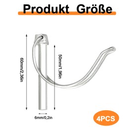 Pipe Folding Cotter Pins, Pack of 4, 6 x 50 mm Locking Pin, with Snap Closure, Galvanised Cotter Pins, Safety Bolts, for Farm, Lawn, Garden