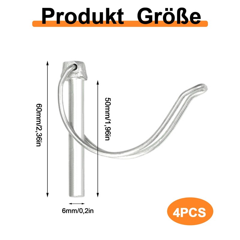 Pipe Folding Cotter Pins, Pack of 4, 6 x 50