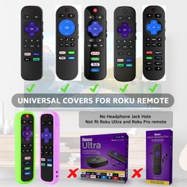 (4 Pack) ONEBOM Cover for Roku Remote, Cover for Hisense/TCL Roku TV Steaming Stick/Express Universal Replacement Controller Silicone Sleeve Skin Glow in The Dark