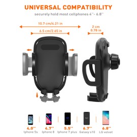 Savadicar Dash Phone Mount, Easy Clamp Smart Cell Phone Holder Compatible with 2011 2012 2013 2014 2015 2016 2017 2018 Jeep Wrangler JK JKU, Interior Accessories, Black