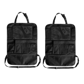 Gigikill 2 Pcs Car Seat Organiser for Kids, Storage Pockets, Screen Holder, Kick Mats Back Seat Protector, 9 Pockets, for Bottles, Toys,Books, Car Accessories for Toddlers(Black)