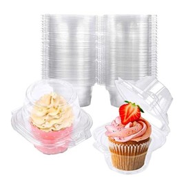 U Chef Paquete de 50 Cajas de Plastico para Cupcakes, Cajas para Postres, Cajas para Galletas, Contenedores para Muffins, Postres y Galletas, Envases para Cupcakes, Contenedores para Comida