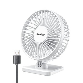 Gaiatop USB Desk Fan, Small But Powerful, Portable Quiet 3 Speeds Wind Desktop Personal Fan, Adjustment Mini Fan for Better Cooling, Home Office Car Indoor Outdoor (Pure White)