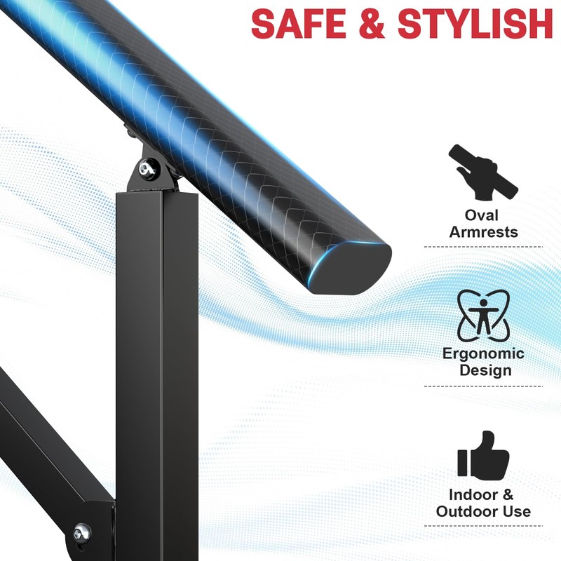2 Pack Handrails for Outdoor Steps, Wrought Iron Black Stair