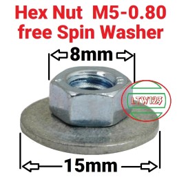 MNP Corp (15Pc)  M5-.8 Steel Free Spinning Washer Nuts Coarse Thread Zinc