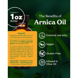 Herb Pharm Certified Organic Oil, Arnica, 1 Fl Oz