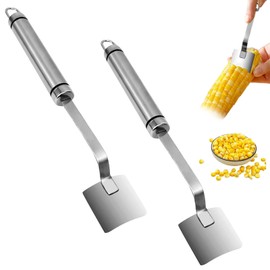 Ptenzor 2Pcs Corn Peeler for Corn on The Cob, Stainless Steel Kernel Remover Tool, Ergonomic Handle Corn Stripper, Kitchen Gadget for Easy Corn Cob Peeling - Perfect for Home Cooking
