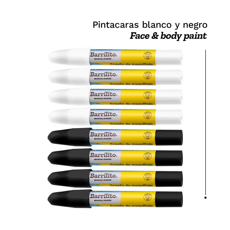 Barrilito Pintacaras Base Negro y Blanco. 8pzas. BASE8
