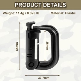 6 Pack 2.12“ Tactical Locking D Ring Plastic Carabiner Backapck Molle Hook Clip for Webbing Straps Bag (Multicolor)