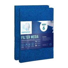 VENTAEREX 20x30x1 Reusable Air Filters - Made in USA - MERV 6 Washable AC HVAC Furnace Fan Coil Filter Media - Cut to Fit - Synthetic Alternative to Hog’s Hair Filter - 2 Pack
