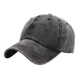 ZningEsxi Classic Vintage Baseball Cap Adjustable Washed Cotton Dad Plain Hat Organizer Distressed Unisex for Casual Sports Trucker Denim Caps - Black