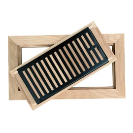 Homewell White Oak Wood Floor Register, Flush Mount Vent with Damper, 4x10 Inch, Unfinished
