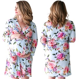 Posh Peanut Robe for Maternity, Nursing, Hospital Labor & Delivery Gown, Soft Päpook Viscose from Bamboo, Women's Pregnancy, Baby Birthing, & Postpartum Robes for New Mom, Women Lounge Wear Nightgown