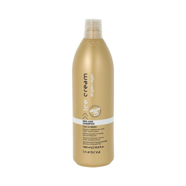 Inebrya Ice Cream Pro-age Shampoo Olio Di Argan for Treated, Dull and Lifeless Hair with Argan Oil 33.8 Oz