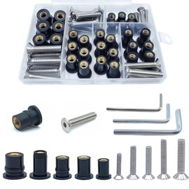 63 Pcs M4 M5 M6 Neoprene Well Nuts,304 Stainless Steel Hex Socket Bolts Well Nut Kit for Kayak,Marine,Motorcycle,Windscreen Hardware,Neoprene nut Contains Brass Nuts Copper nut