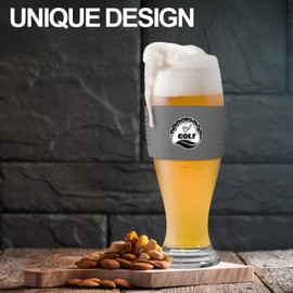 P&Y Beer Glasses for Men, 16oz Pilsner Beer Glasses with Silicon Band Golf Design, Beer Birthday Gifts for Men Dad Husband Brother Son Neighbor, Unique Gifts for Him, Drinking Glasses Beer Cups Mugs
