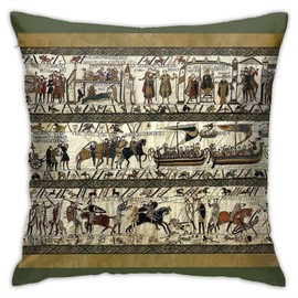 Bayeux Tapestry Throw Pillow Covers 18"X18" Cozy Velvet Square Throw Pillowcases Home Decor For Bed Couch Sofa Living Room Cushion Cover