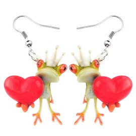 NEWEI Acrylic Sweet Cartoon Skateboard Frog Earrings Drop Dangle Big Long Fashion Animal Jewelry For Women Charms (Cherry)