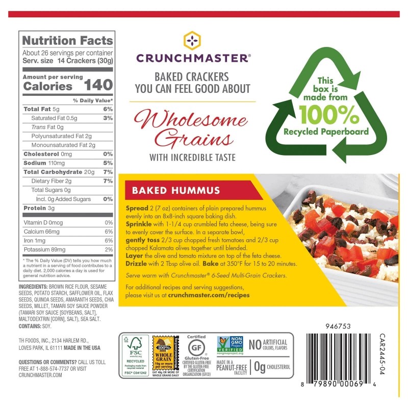 Crunchmaster Multi-Grain Crackers, 28 oz Healthy Snacks Biscuits Cookies USA