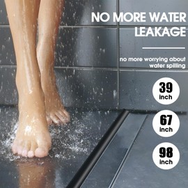 DLYYPLUS Shower Threshold Water Dam Barrier 39", Silicone Sealant Included, Collapsible Self-Adhesive Water Blocker, Shower Door Water Stopper for Floor Bathroom Kitchen Bathtub Sink