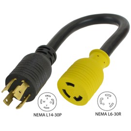 Conntek PL1430L630 Generator Adapter 30-Amp 125/250-volt L14-30 4-Prong Locking Plug to 30-Amp 250-volt L6-30R Female, Black